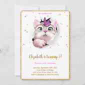 Bewerkbare verjaardagsuitnodiging katje kaart (Voorkant)