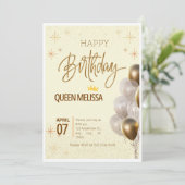 Bewerkbare verjaardagsuitnodiging met ballonnen kaart (Staand voorkant)