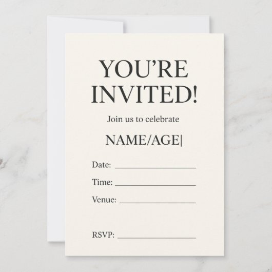 Bewerkbare verjaardagsuitnodiging Sjabloon | Kaart (Voorkant)