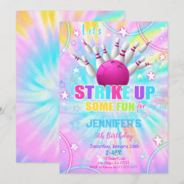 Bewerkbare verjaardagsuitnodiging voor bowlen kaart