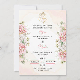 Bewerkbare Verloving Shagun Invitation Kaart