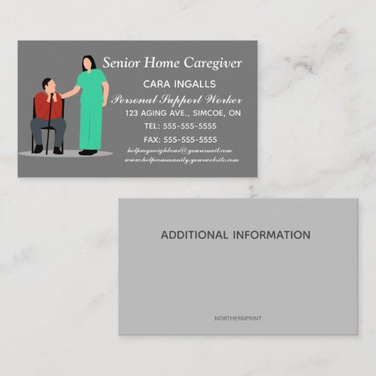 Bewerkbare verpleegservices en thuiszorg visitekaartje (Voorkant / Achterkant)