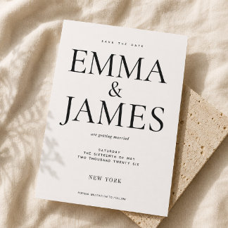 Bewerkbare Verticale Typografie Luxe Trouwdatum Kaart