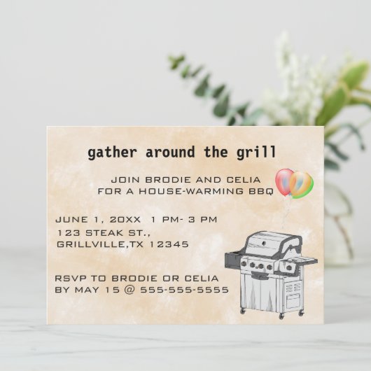 Bewerkbare Verzamel rond de Grill BBQ Kaart (Staand voorkant)
