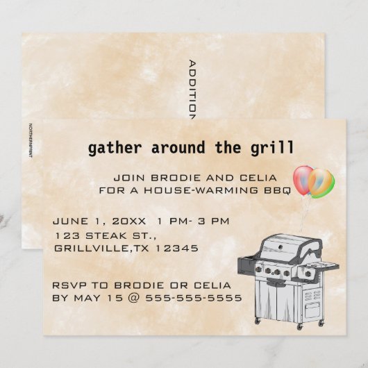 Bewerkbare Verzamel rond de Grill BBQ Kaart (Voorkant / Achterkant)