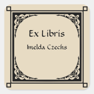 Bewerkbare Victoriaans Raindrop Corners Bookplaat Vierkante Sticker