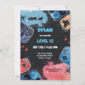 Bewerkbare Video Game Verjaardagsuitnodiging Sjabl Kaart (Voorkant)