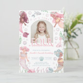 Bewerkbare Vier Zeemeermin Uitnodiging Meisje Prin (Staand voorkant)