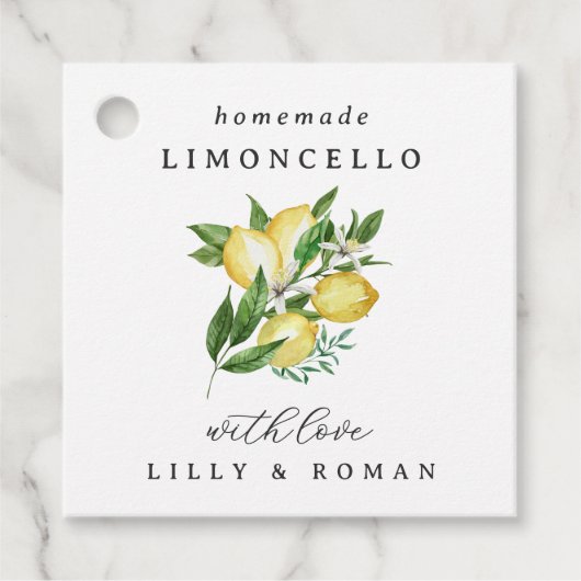 Bewerkbare vierkante Limoncello fles Bedankjes Labels (Voorkant)