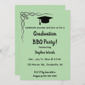 Bewerkbare Vines Leaves en Mortarboard Pet Afstude Kaart (Voorkant / Achterkant)