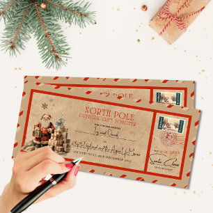 Bewerkbare vintage kerstcadeaubon van Santa Kaart