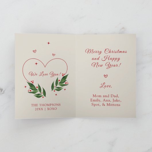 BEWERKBARE Vintage Kerstmis Kerstdag Kaart (Binnen)