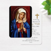 Bewerkbare Virgin Mary Catholic Funeral Photo Card Visitekaartje (Bureau)