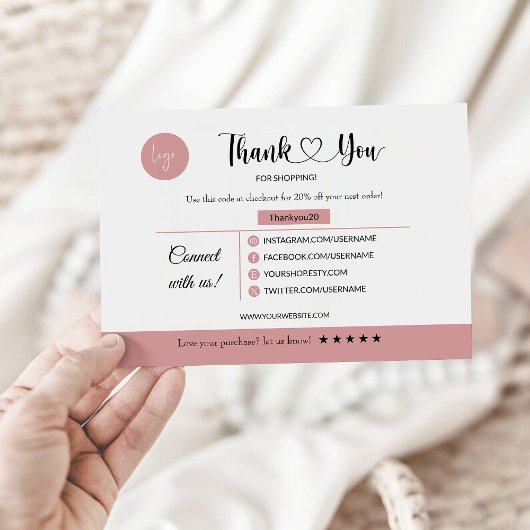 Bewerkbare visitekaartje bedankkaart