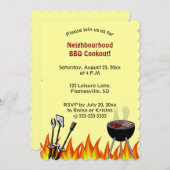 Bewerkbare Vlammen Buurt BBQ Barbecue Picknick Kaart (Voorkant / Achterkant)