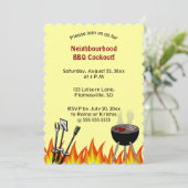 Bewerkbare Vlammen Buurt BBQ Barbecue Picknick Kaart (Staand voorkant)