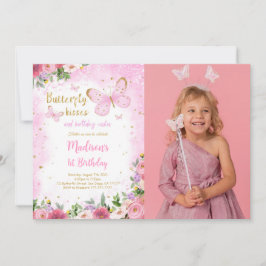 Bewerkbare vlinder foto uitnodiging