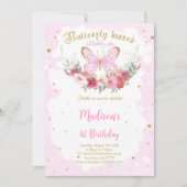 Bewerkbare Vlinder Verjaardagsuitnodiging Kaart (Voorkant)