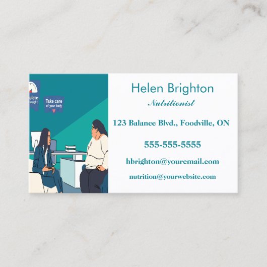 bewerkbare voedingsdeskundige visitekaartje (Voorkant)