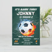 Bewerkbare Voetbal Verjaardag Party Uitnodiging (Staand voorkant)