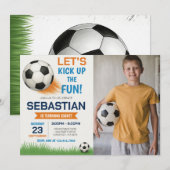 Bewerkbare Voetbal Verjaardagsfoto Kaart (Voorkant / Achterkant)
