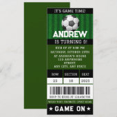 Bewerkbare Voetbalticket Verjaardagsfeest Benodigd Kaart (Voorkant / Achterkant)