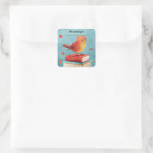 Bewerkbare vogel op boeken ex libris sticker (Tas)