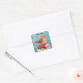 Bewerkbare vogel op boeken ex libris sticker (Envelop)