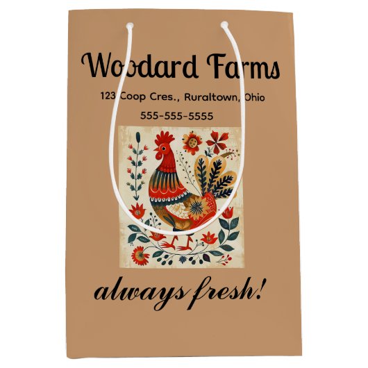 Bewerkbare Volkskunst Haan Medium Cadeauzakje (Voorkant)