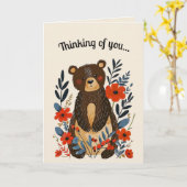 Bewerkbare volkskunstbeer en bloemen kaart (Gele Bloem)