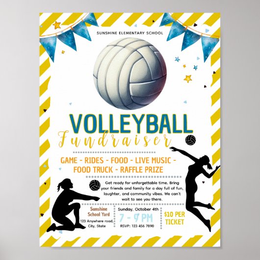 Bewerkbare volleybal fondsenwervingsflyer poster (Voorkant)