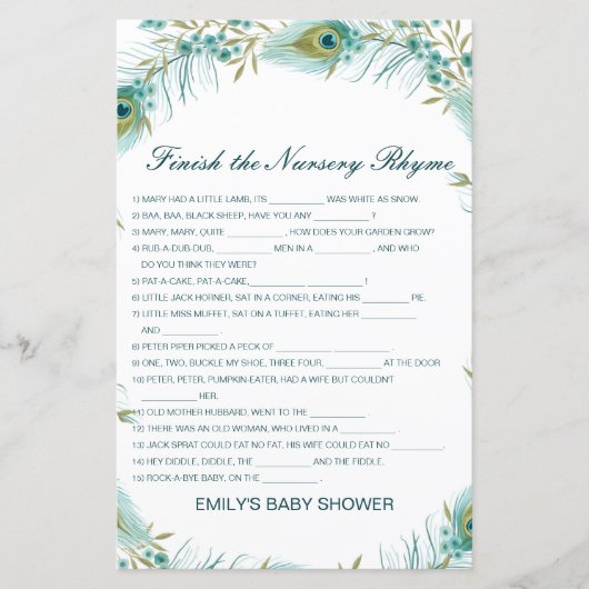 Bewerkbare Voltooi de kinderrijmpjes met antwoord (Voorkant)