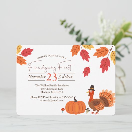 Bewerkbare Vriendschappen Feest Herfst Bladeren Kaart (Staand voorkant)