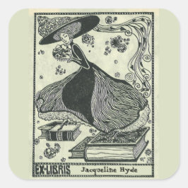 Bewerkbare  vrouw die op Boekhoudplaat steekt Vierkante Sticker