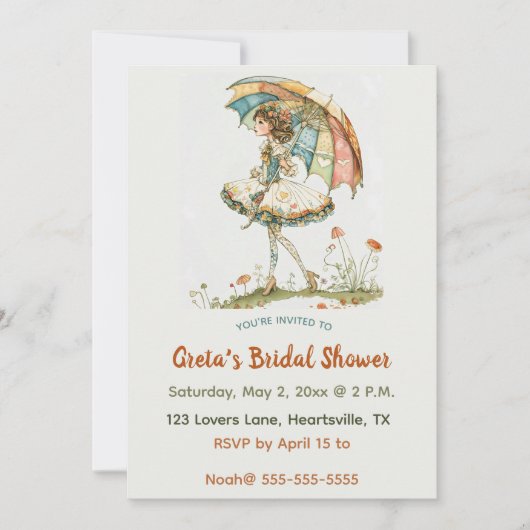 Bewerkbare vrouw met paraplu Vrijgezellenfeest Kaart (Voorkant)