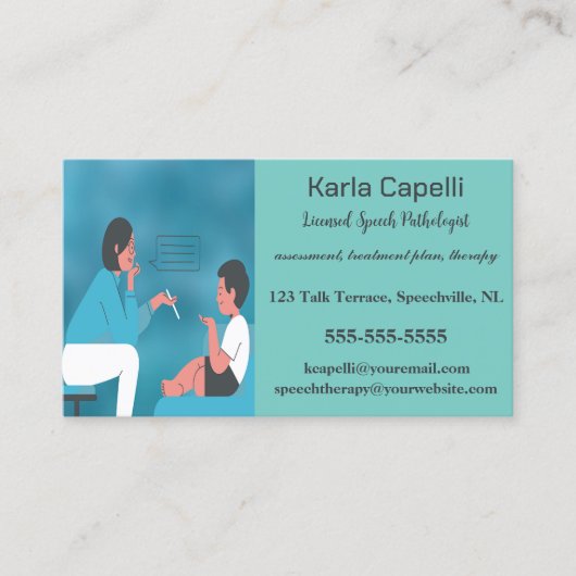 Bewerkbare Vrouw Speech Therapeut Patholoog Visitekaartje (Voorkant)
