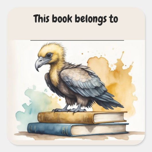 Bewerkbare Vulture en Boeken Bookplate Sticker (Voorkant)
