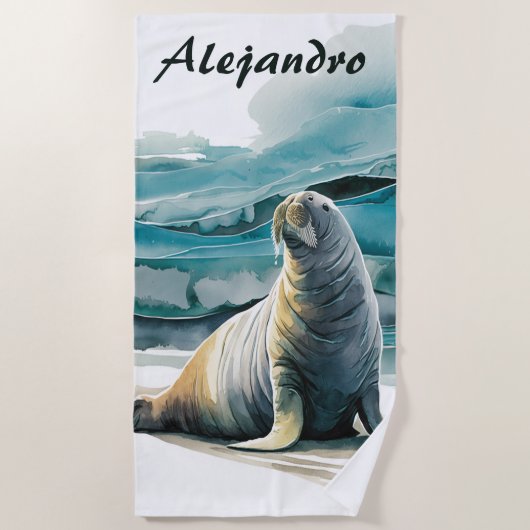 Bewerkbare Walrus Strandlaken (Voorkant)