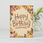 Bewerkbare Warme Pompoen Herfst Herfst Gelukkige V Kaart (Staand voorkant)