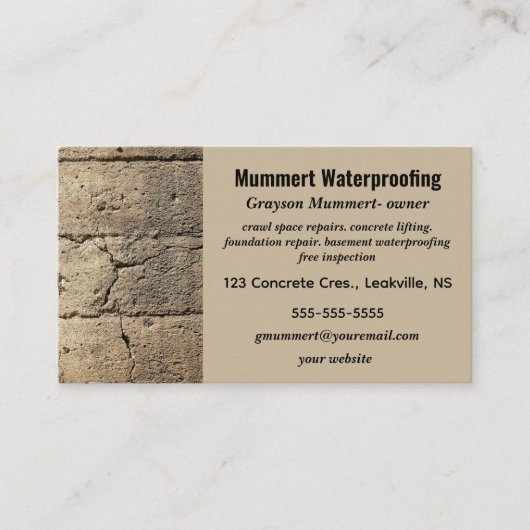 Bewerkbare waterdichte services visitekaartje (Voorkant)