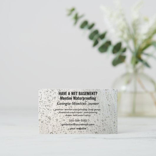 Bewerkbare waterdichting visitekaartje (Staand voorkant)