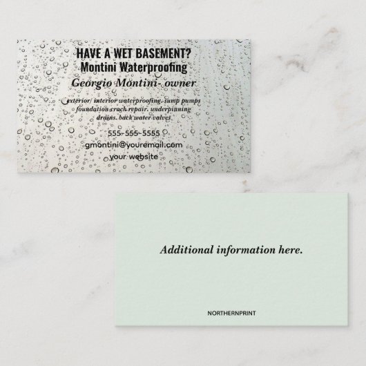 Bewerkbare waterdichting visitekaartje (Voorkant / Achterkant)