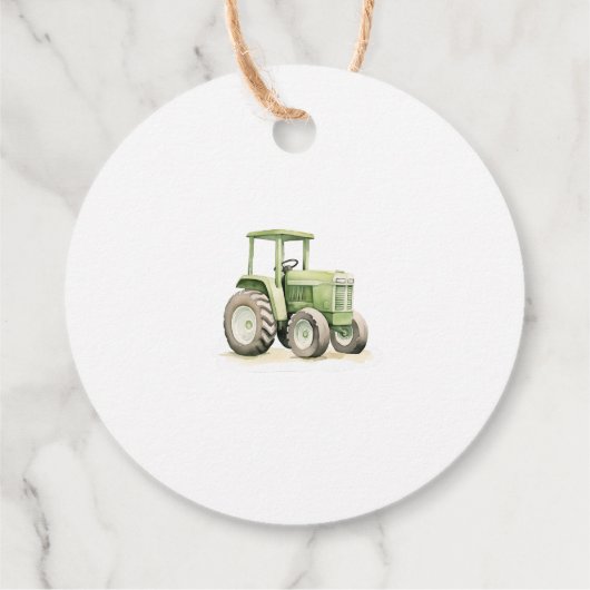 Bewerkbare Watergekleurde Groene Tractor Verjaarda Bedankjes Labels (Achterkant)