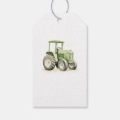 Bewerkbare Watergekleurde Groene Tractor Verjaarda Cadeaulabel (Achterkant)