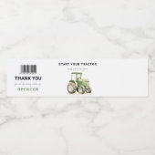 Bewerkbare Watergekleurde Groene Tractor Verjaarda Waterfles Etiket (Enkel label)