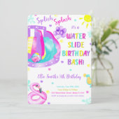 Bewerkbare Waterglijbaan Verjaardagsuitnodiging Kaart (Staand voorkant)