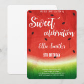 Bewerkbare watermeloen verjaardagsuitnodiging kaart (Voorkant / Achterkant)