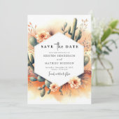 Bewerkbare Waterverf Cactus Wedding Save The Date (Staand voorkant)