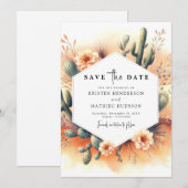 Bewerkbare Waterverf Cactus Wedding Save The Date (Voorkant / Achterkant)