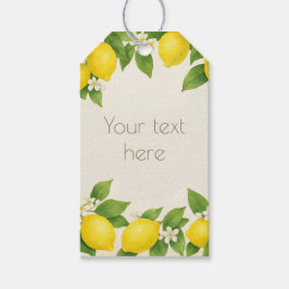 Bewerkbare waterverf citroenen en bloesem cadeauka cadeaulabel